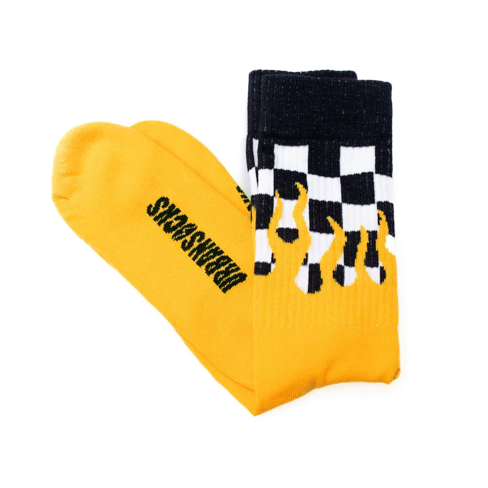 Urban Socks Chess Flames Yellow