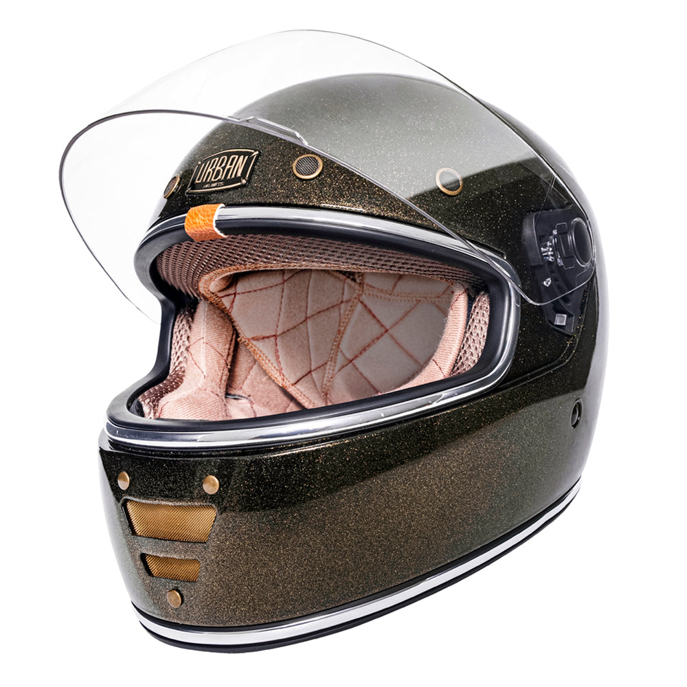 Urban Full Face Helmet Cafe Racer Dark Gold Flake