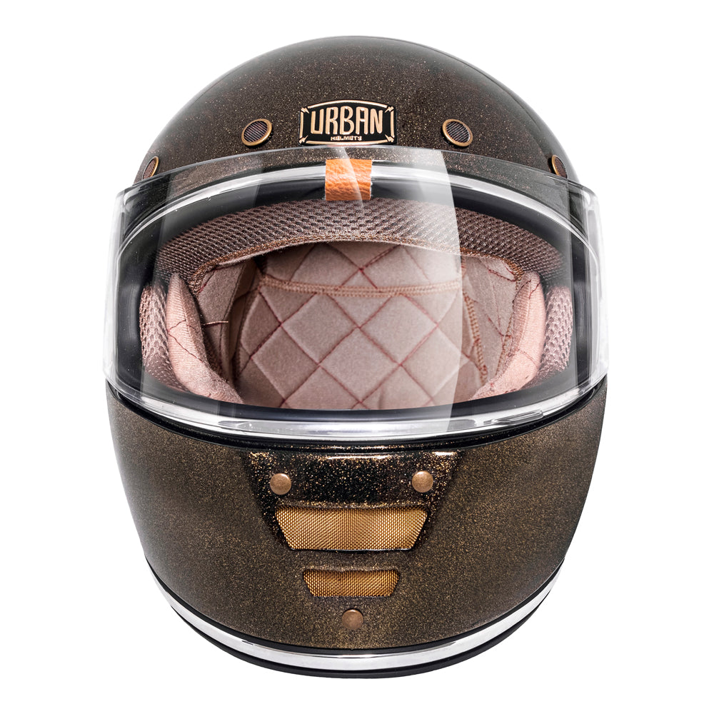 Urban Full Face Helmet Cafe Racer Dark Gold Flake