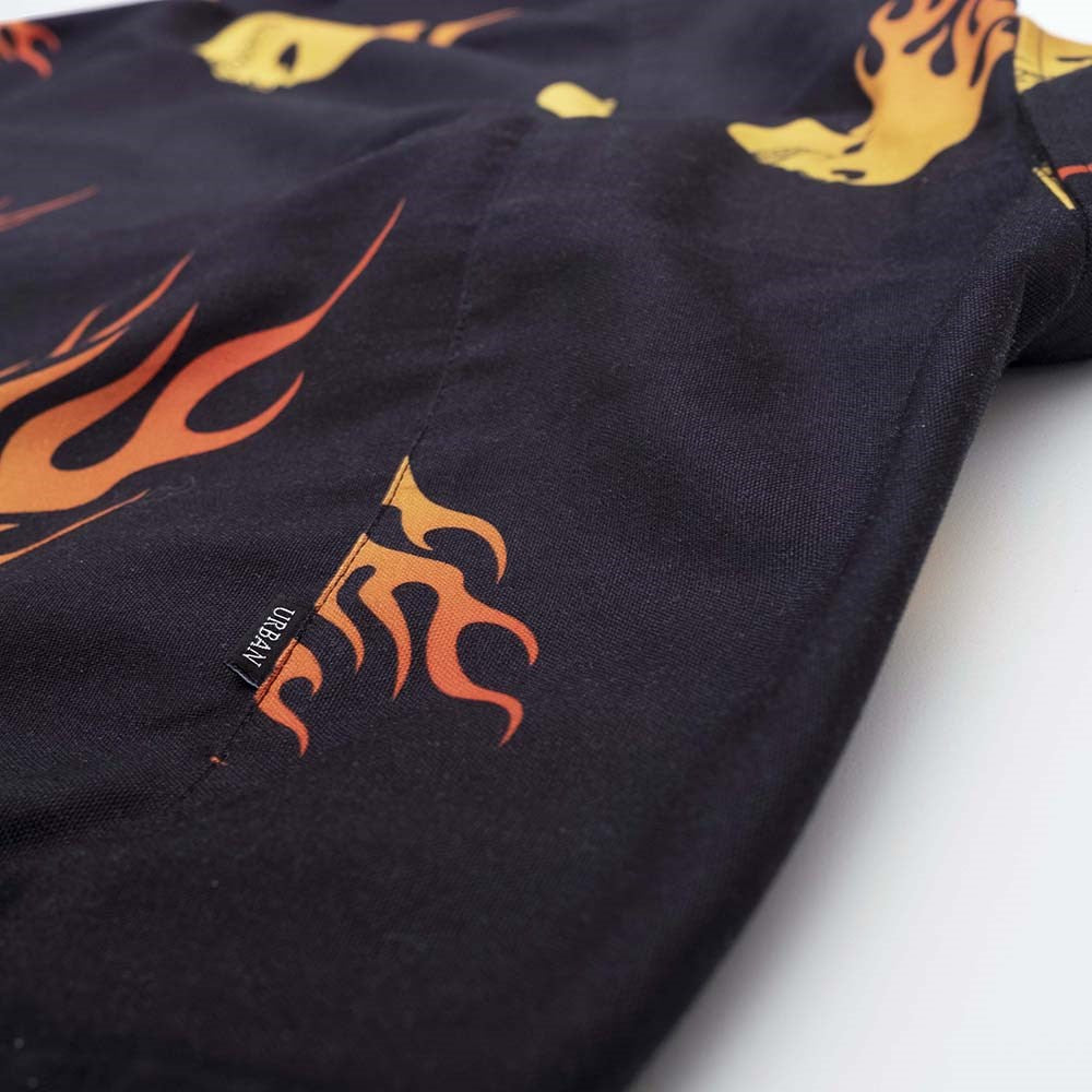 Urban Flaming Skull Black Shirt