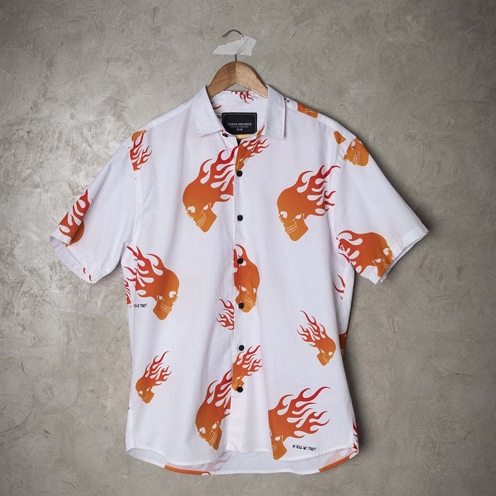 Urban Flaming Skull White Shirt
