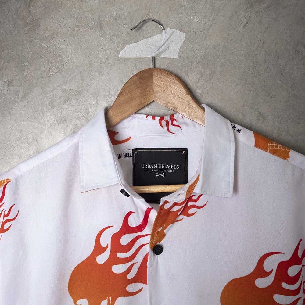Urban Flaming Skull White Shirt
