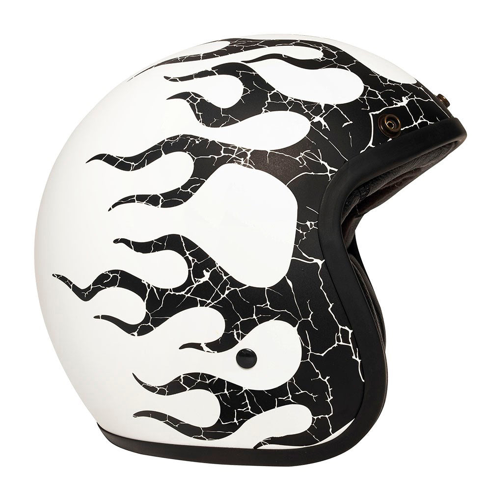 Urban Open Face Helmet Tracer Black Flames White