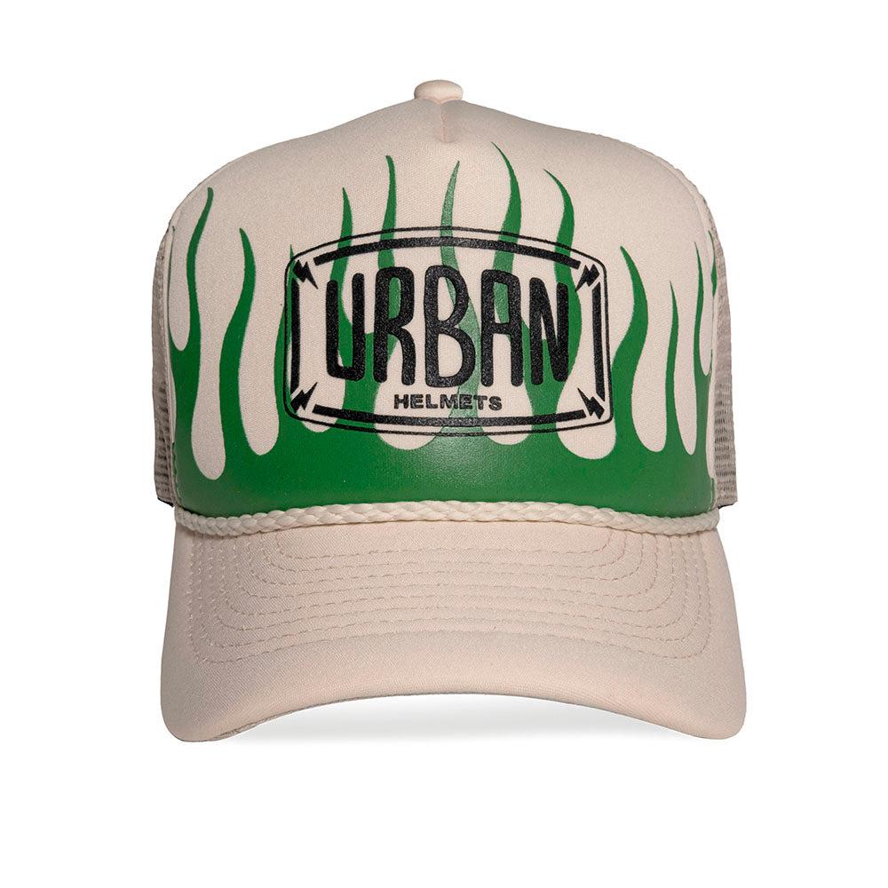 Urban On Fire Off White Trucker Hat