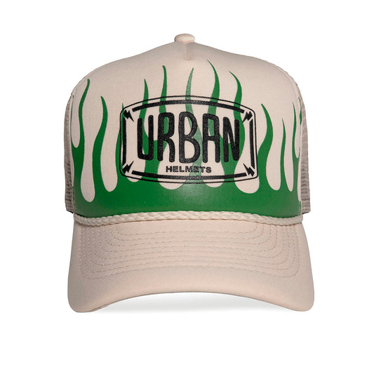 Urban On Fire Off White Trucker Hat
