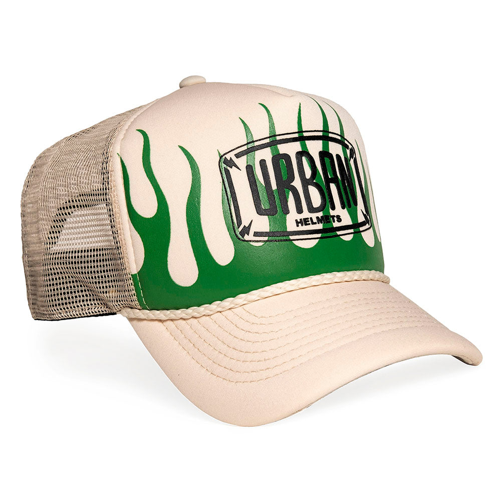 Urban On Fire Off White Trucker Hat