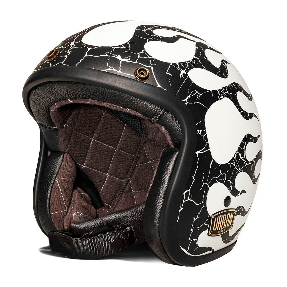 Urban Open Face Helmet Tracer Black Flames White