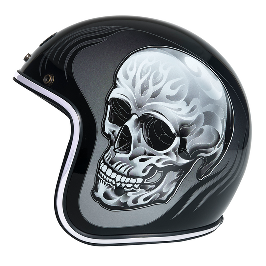 Urban Open Face Helmet Tracer Tucci Black Skull